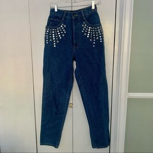 Vintage 80s Embellished High-Rise Jeans